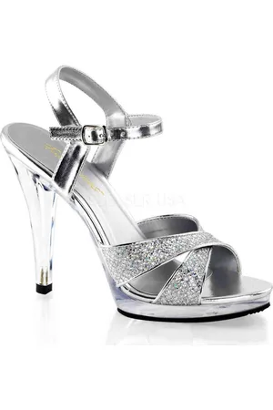 Fabulicious EU 40 = US 10 | FLAIR-419(G) | 4 1/2 Heel, 1/2 PF Criss Cross Ankle Strap Sandal