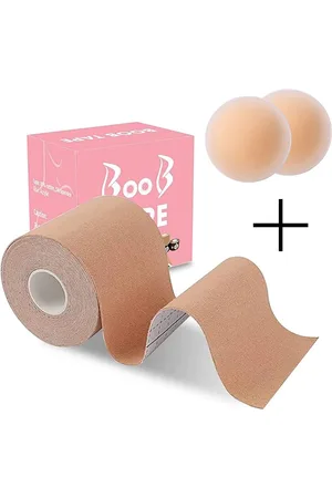 Merkloos Boob tape - Boobtape met herbruikbare nipple covers - Plak bh - Strapless - Fashion tape - Tepelcovers - Sporttape