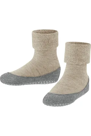 Falke Cosyshoe Minis antislip noppen merinowol huissokken pantoffels kinderen beige