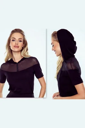 Eldar Latoya | originele damesblouse met tule halslijn en capuchon | viscose | | L