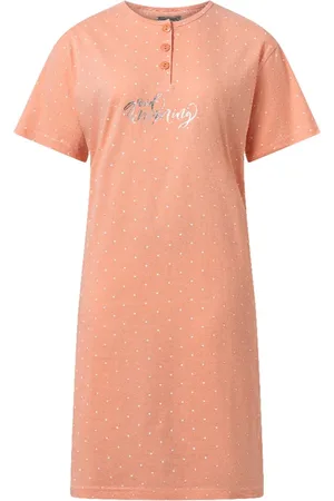 Cocodream Cocodream dames nachthemd korte mouw - maat L - Good morning - zalm