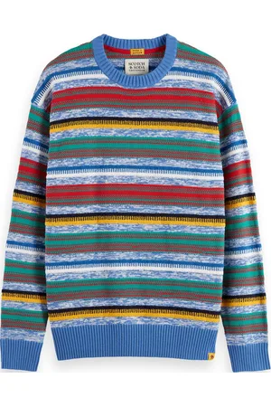 Scotch&Soda MIXED YARNS STRIPES EXTRA DROPPED SHOULDER SWEATER Heren Trui