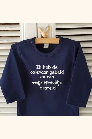 Merkloos Shirt ik heb de ooievaar gebeld en een nichtje of neefje besteld | lange mouw | maat 68 zwangerschap aankondiging bekendmaking baby