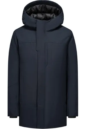 Merkloos Blauwe Winterjas Capuchon - Halflange Dons Parka