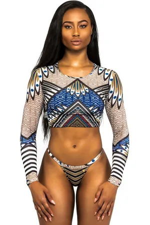 Merkloos Tankini 2-Delig met lange mouwen en tanga - Tribal - Tansy
