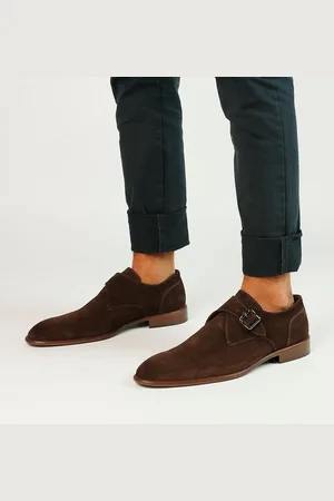 Manfield Heren - Bruine suède gespschoenen