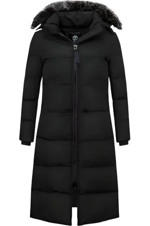 Matogla Extra Lange Winterjas Dames met Kunst Bontkraag