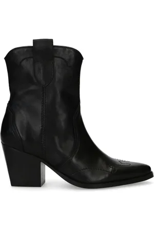 Manfield Dames - Zwarte leren cowboylaarzen