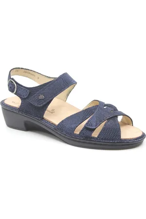 FinnComfort Finn Comfort, BUKA, 02687-761319, Blauwe sandaal op sleehakje wijdte F