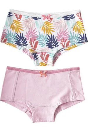 Little Label Hipster 2-pack - palm leaves pink & uni lilac pink - maat: 92 - bio-katoen