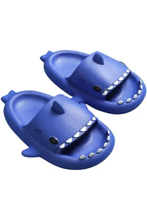 Merkloos Slippers kinderen haai - - jongens en meisjes 2-3 jaar - maat 24-25 - badslippers - pantoffels