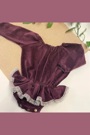 Merkloos Beatrix bordeaux baby rompertje | Jurkjes & Jumpsuits | Moonbloom Création