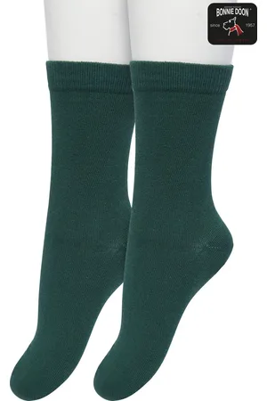 Bonnie Doon Basic Sokken Kinderen Donker Groen maat 31/34 - 2 paar - Unisex - Jongens en Meisjes - Basis Katoenen Sok - Kids - Gladde Naden - Brede Boord - Perfecte Pasvorm - 2-pack - Multipack - Effen - Donkergroen - - OL7334012.380