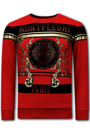 TONY BACKER Heren Sweater met Print - Leeuw Strass - 3767