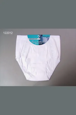Merkloos Damesslip - 2-Pack - Kanten strookje vooraan - - 100% gekamd katoen - 48/50