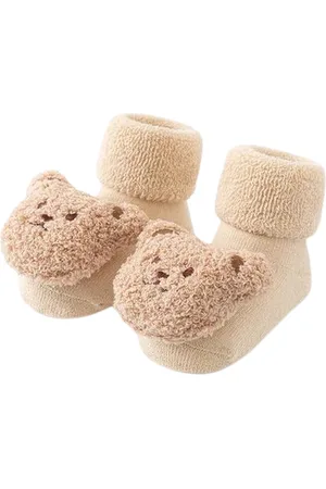 Merkloos Babyslofsokken - Babywollen Sokken - Babyslofjes - 0-12 Maanden - Unisex - Antislip - Kraamcadeau