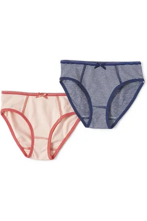 Little Label Slips 2-pack - small blue stripe & light pink - maat: 122/128 - bio-katoen