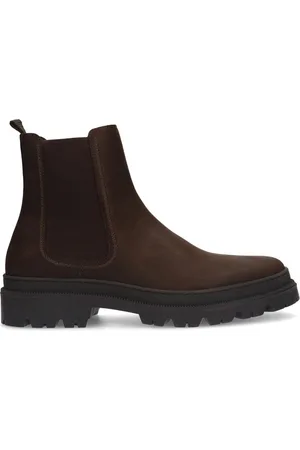 Manfield Heren - Bruine leren chelsea boots