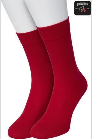 Bonnie Doon Basic Sokken Kinderen Rood maat 23/26 - 2 paar - Unisex - Jongens en Meisjes - Basis Katoenen Sok - Kids - Gladde Naden - Brede Boord - Perfecte Pasvorm - 2-pack - Multipack - Effen - - OL7334012.337