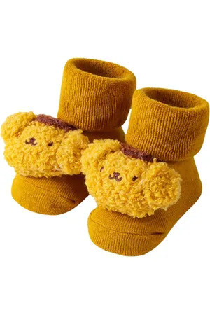 Merkloos Babyslofjes Beertje - 0-3 maanden - anti-slip - thermisch - kraamcadeau - schattig - pasgeboren baby