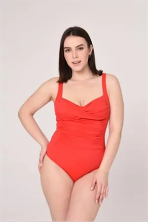 Merkloos Badpak- Voorgevormd Zwempak- Badpak met plooien en modellerend effect- Dames Badmode Swimsuit 201-