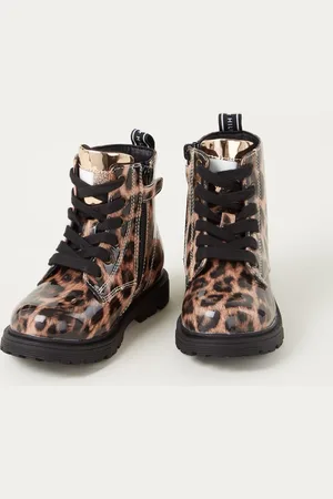 Tommy Hilfiger Biker boot met panterprint en lak finish