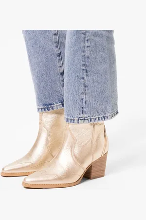 Manfield Dames - Goudkleurige leren cowboylaarzen