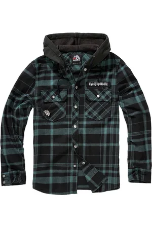 Brandit Iron Maiden - Check Sweathood Eddy Longsleeve shirt - L - /Groen