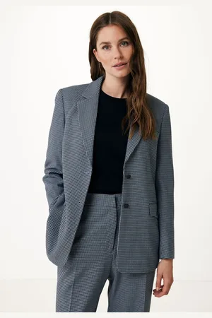 Mexx Blazer Pied De Poule Blauw Dames