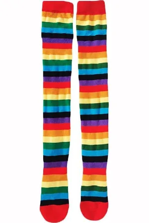Merkloos Overknee sokken dames Regenboog - 1 paar - gestreept - maat 36-39 - lange kousen