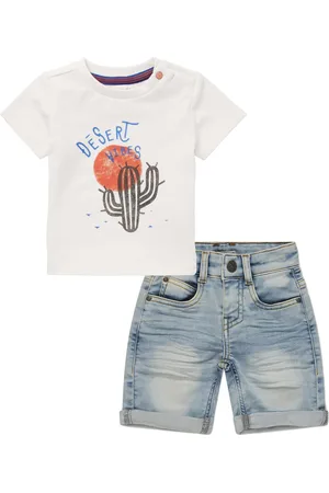 Noppies Koko Noko - Kledingset - 2delig - Short Blue Jeans - Shirt Totnes White Sand