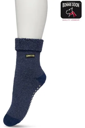 Bonnie Doon Huissokken met Anti-Slip voor Kinderen Jeans Blauw maat 23/26 - Warme Slofsokken Kids - Badstof Binnenzijde - Zeer Zachte Winter Sokken - Thuis Sokken - Home Socks - Niet knellend - Gladde naden - Katoen - Jeans Heather - BP223501.108
