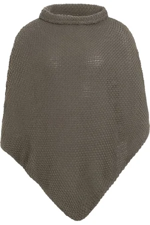 Knit Factory Coco Gebreide Poncho - Met ronde kraag - Dames Poncho - Gebreide mantel - Bruine winter poncho - - One Size