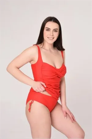 Merkloos Tankini- Badpak- Powder drape twist tankini met gedetailleerde plooitjes aan de zijkant 200-