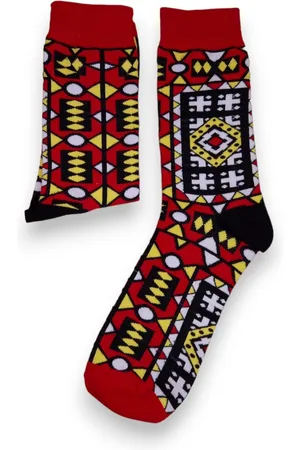 Merkloos Afrikaanse sokken / Afro sokken / Samakaka sokken - Rood - Afrika print kousen / Vrolijke sokken
