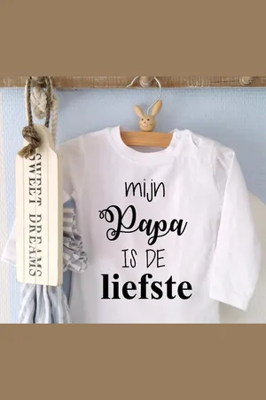 Merkloos Baby shirtje jongen meisje tekst mijn papa is de liefste | lange mouw T-Shirt | wit zwart | maat 56 | leukste kleding babykleding cadeau verjaardag eerste vaderdag