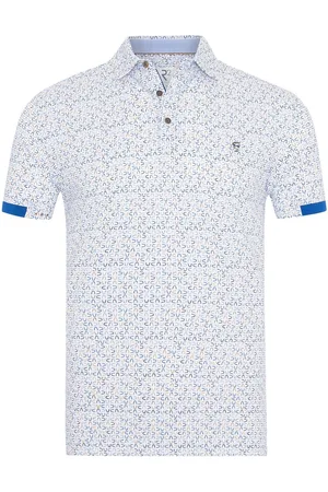 R2 Amsterdam Polo Piqué Print Lichtblauw