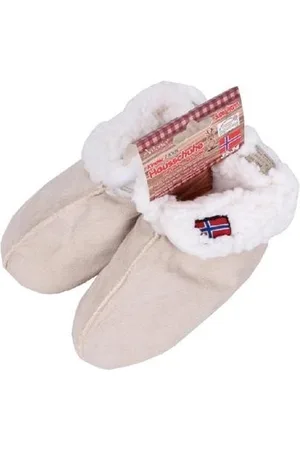 Merkloos Gevoerde pantoffels/sloffen beige voor kinderen 27-31