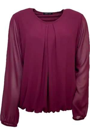 Merkloos Pink Lady dames blouse - blouse uni dames - uni - lange mouwen - BG201 - maat 52