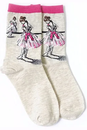 Merkloos Dames / meisjes danseres sokken - Kunst Art Sokjes naar de Ballerina van Edgar Degas - maat 35 - 38