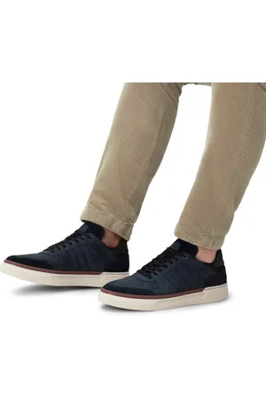 Manfield Heren - Blauwe nubuck sneakers
