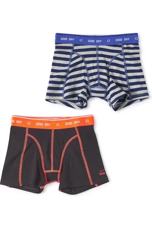 Little Label Boxershorts 2-pack - small anthracite stripe & anthracite - maat: 98/104 - bio-katoen