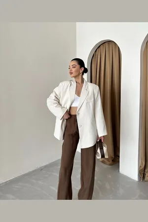 Merkloos Oversized Linnen Blazer