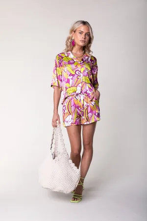 Colourful rebel Celeste Floral Short Sleeve Blouse - M