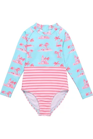 Snapper Rock UV-badpak voor meisjes - Lange mouw - UPF50+ - Lighthouse Island - - maat 12 (141-148cm)