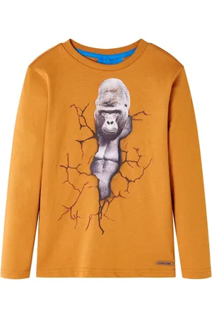vidaXL Kindershirt - met - lange - mouwen - 140 - donker - donkerokerkleurig