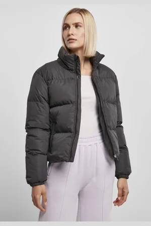 Urban classics Ladies Short Peached Puffer Jacket black Gewatteerd jack - XXL