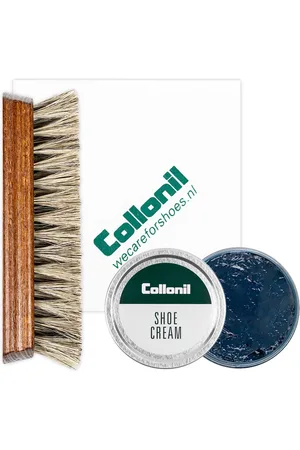 Merkloos Collonil | Schoenpoets set 3-delig | Shoe cream | Poetsdoek | Borstel | Donker