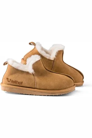 Fellhof Rhino gevoerde pantoffels dames en heren maat 43 – – lamswol – lamsleer - warme pantoffels – wollen pantoffels - sloffen – antislip zool