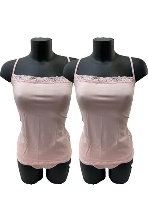 Merkloos Lydia 2-stuks dames Spaghetti hemdjes met kant 3XL
